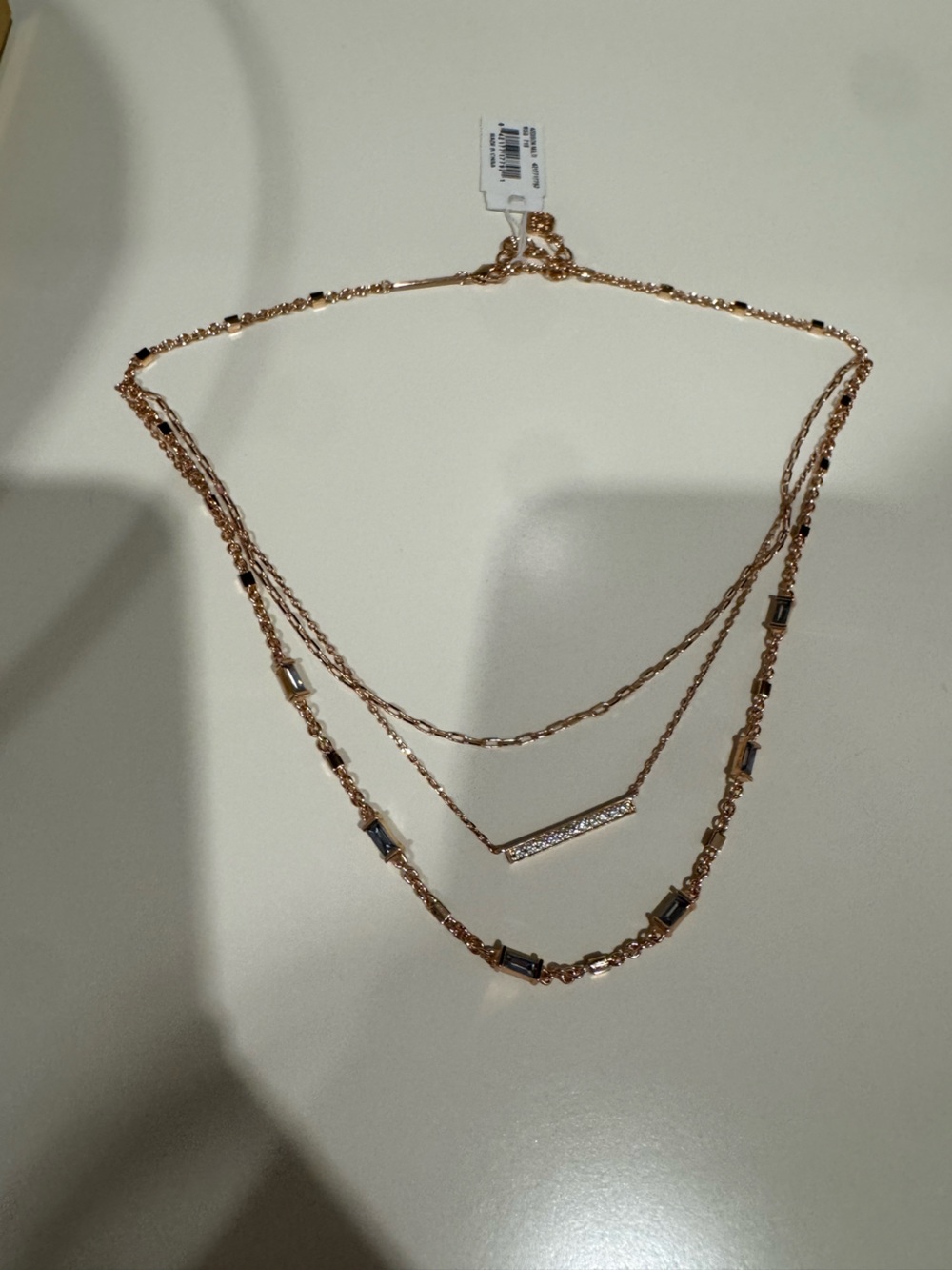 Kendra Scott Rose Gold Layered Necklace with Light Blue Accents